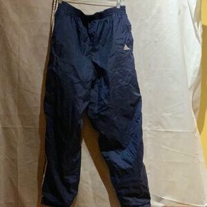 Vintage Adidas Navy Blue warmup pants with traditional stripes